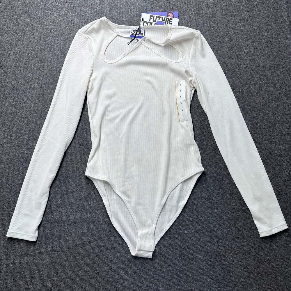 ⭐️Future Collective WHite Long Sleeve Bodysuit